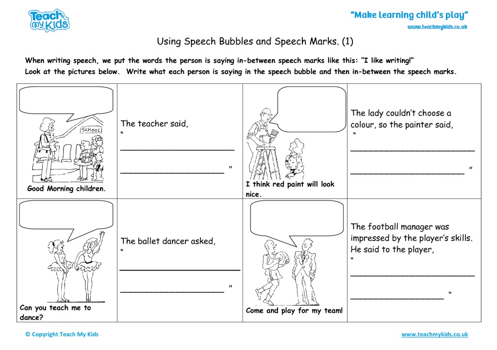 Using Speech Bubbles and Speech Marks (1) TMK Education